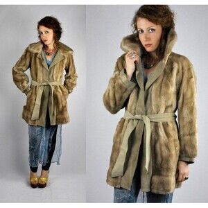 LILLI ANN Faux Fur & Leather Coat Jacket Pockets Belted Coat - Almost Famous S M